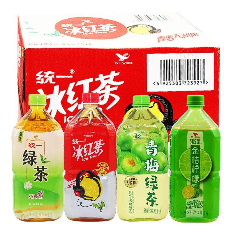 畅饮无限 统一绿茶茉莉味与冰红茶等茶饮整箱批发，聚餐与日常备货优选